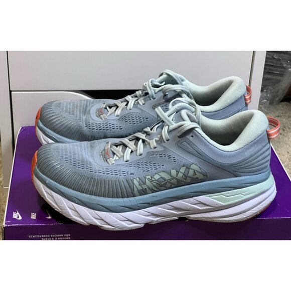 Hoka One One Bondi 7 Women Blue White Orange Size 7.5 Running Shoes Worn No Box - Picture 1 of 8